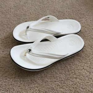 white croc flip flops